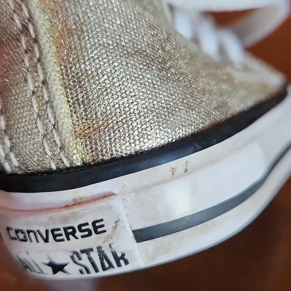 Converse Gold Shimmering Toddler High-Tops Size 3 - Picture 14 of 16